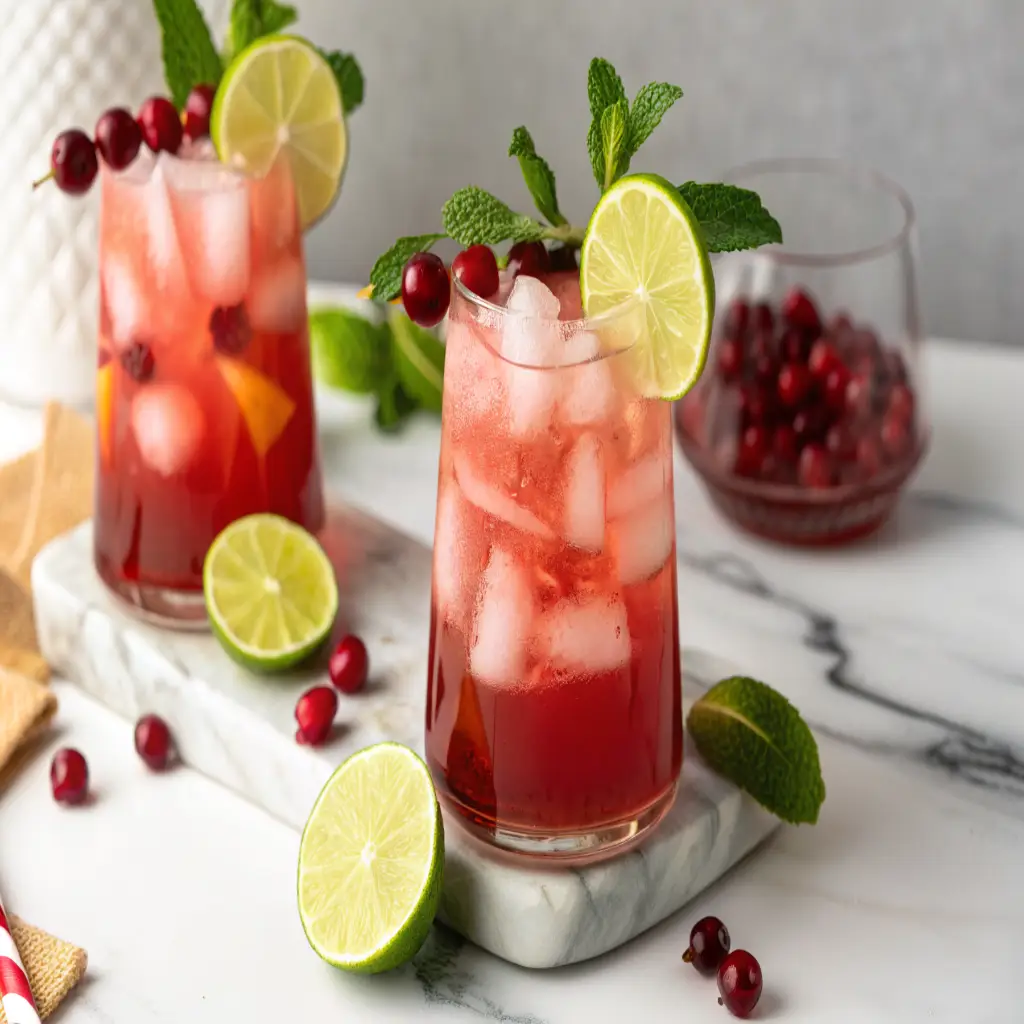 Sparkling Cranberry Lime Mocktail – Festive Non-Alcoholic Holiday Drink