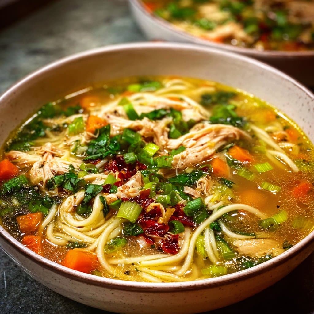 Classic Ginger Garlic Chicken Noodle Soup