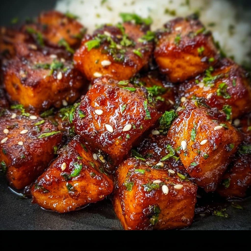 Honey Garlic Salmon Bites