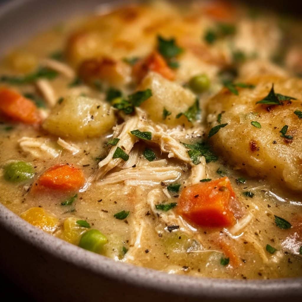 High Protein Chicken Pot Pie Soup